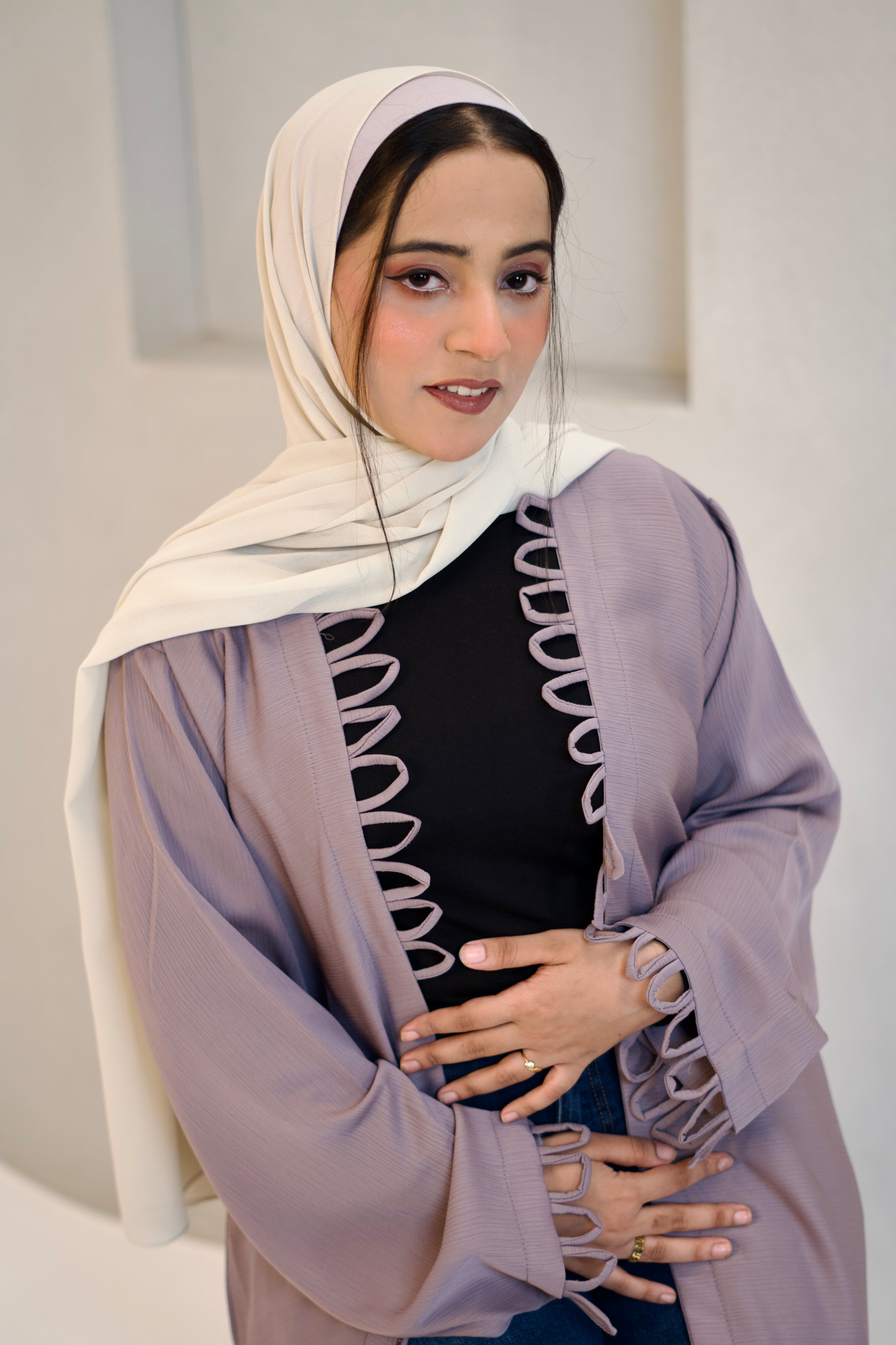 Tie Knot Shrug Abayah - Dusty Lilac