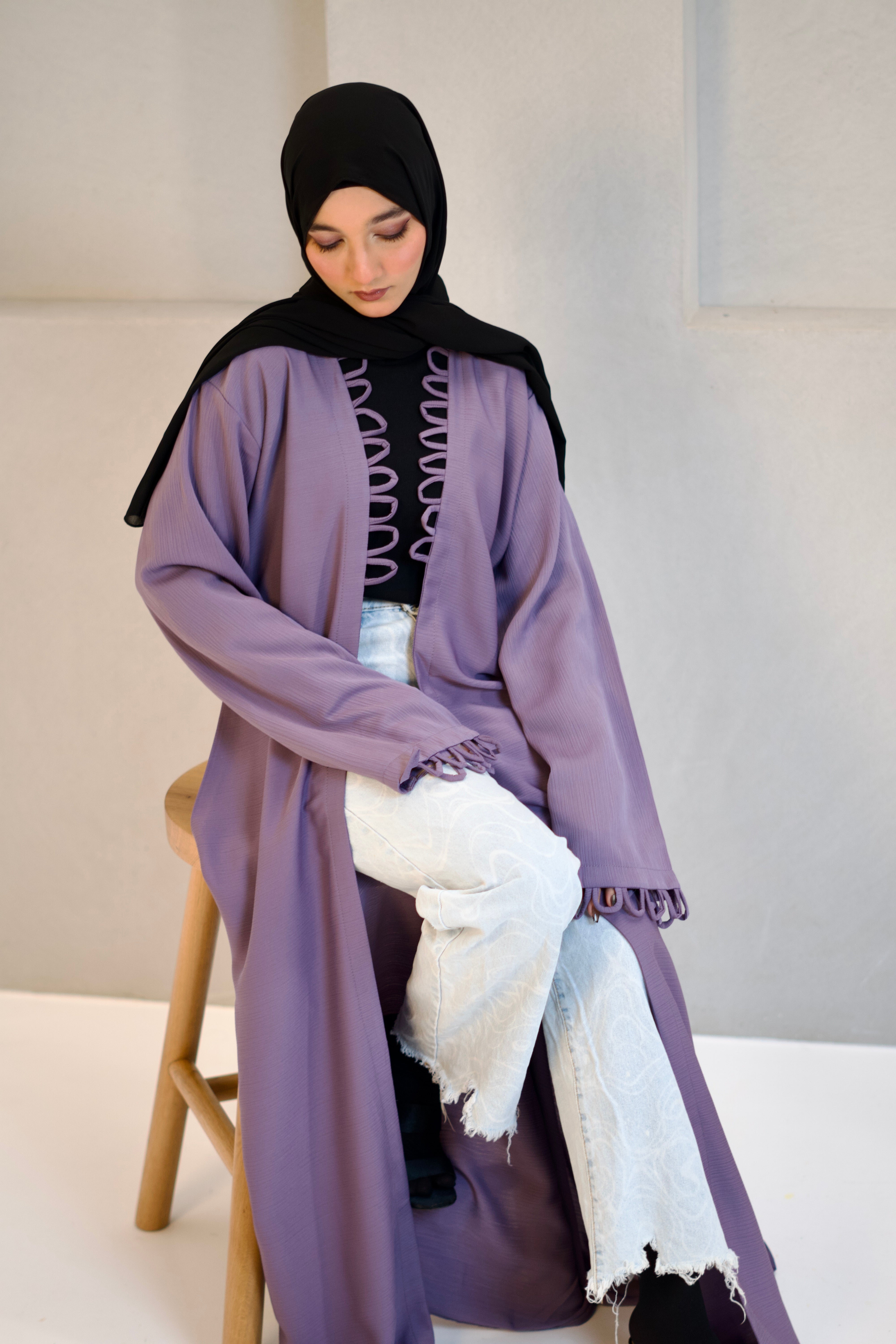 Tie Knot Shrug Abayah - Lavender
