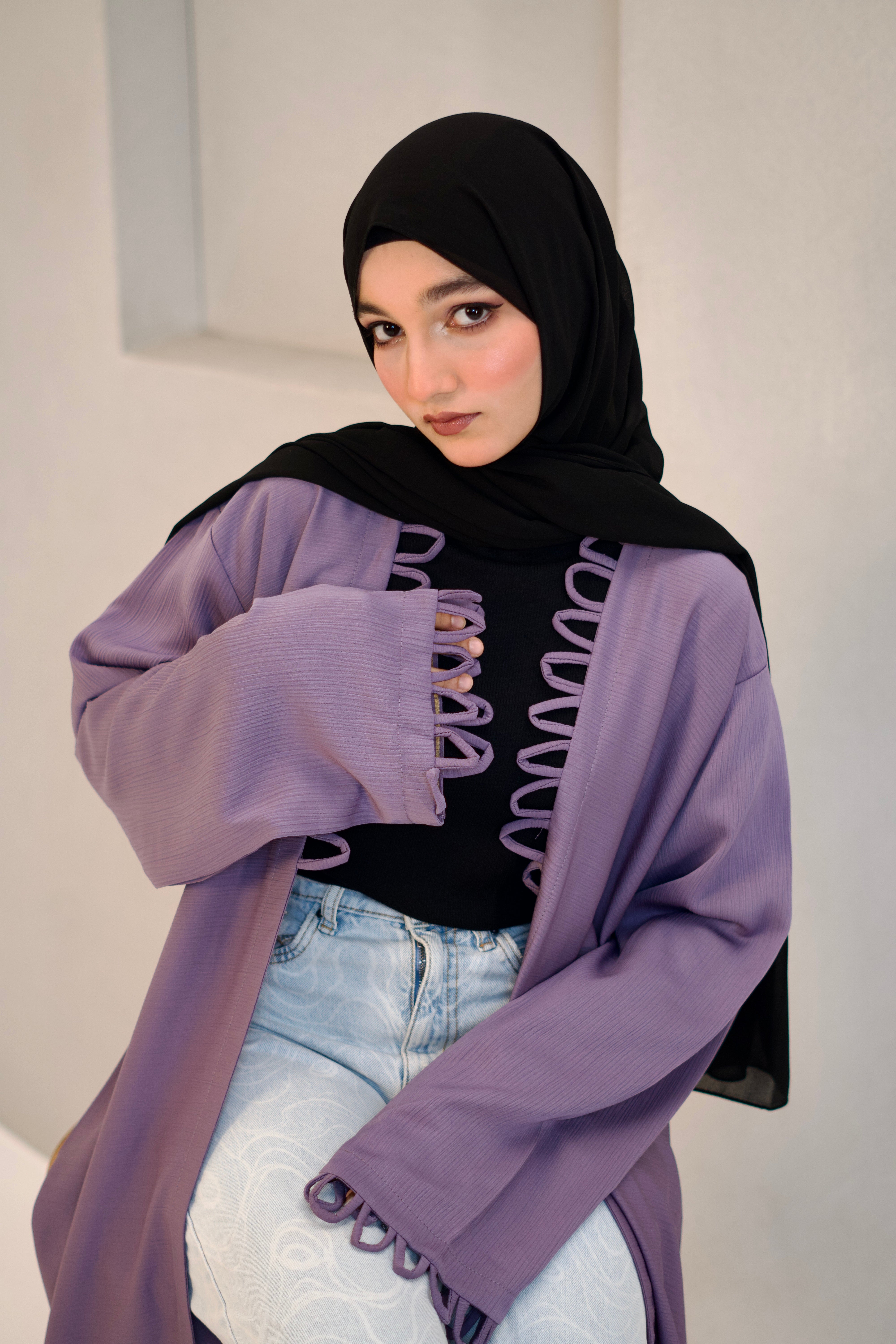 Tie Knot Shrug Abayah - Lavender