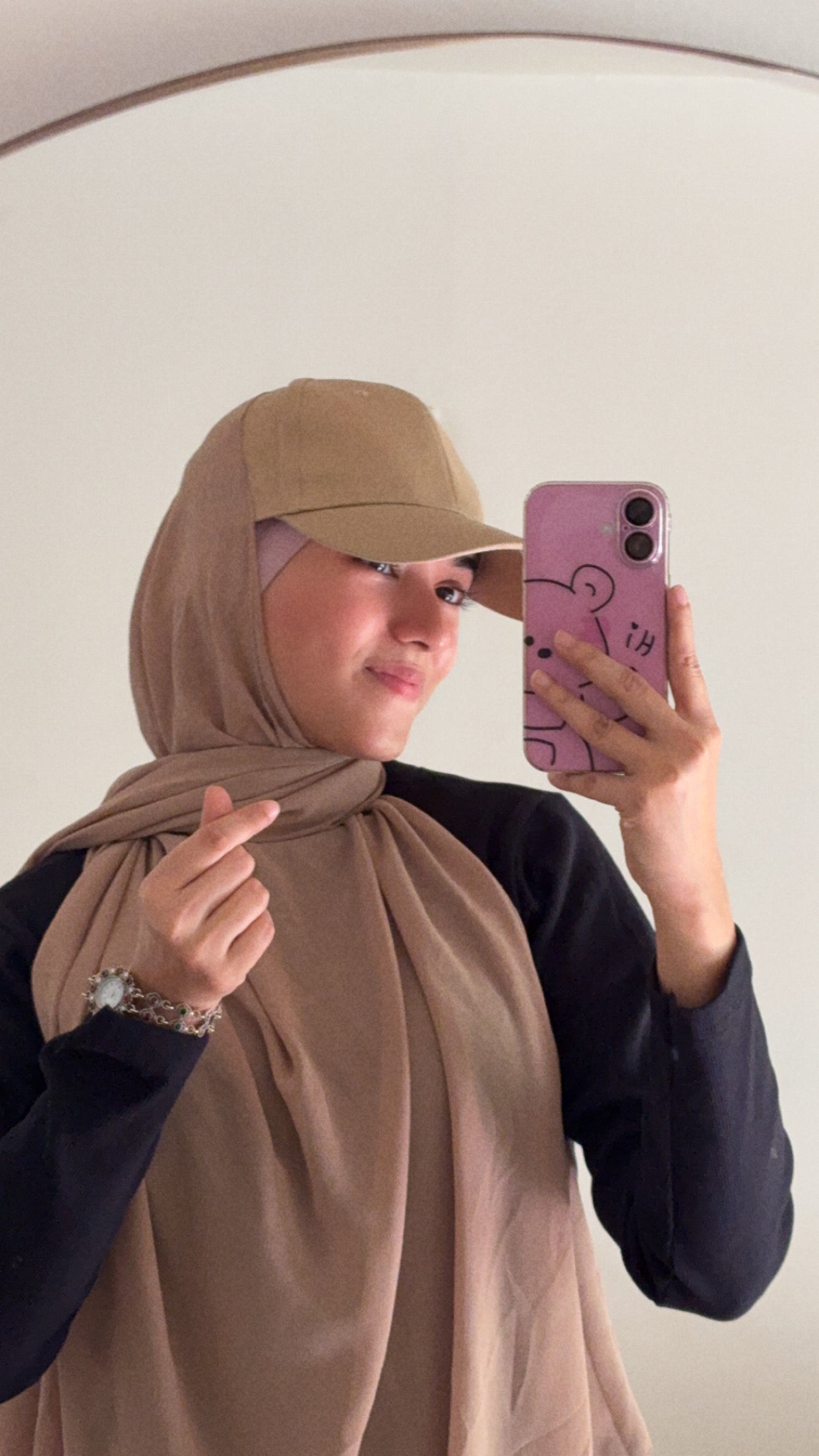 HIJAB ATTACHED WITH CAP - WALNUT BROWN