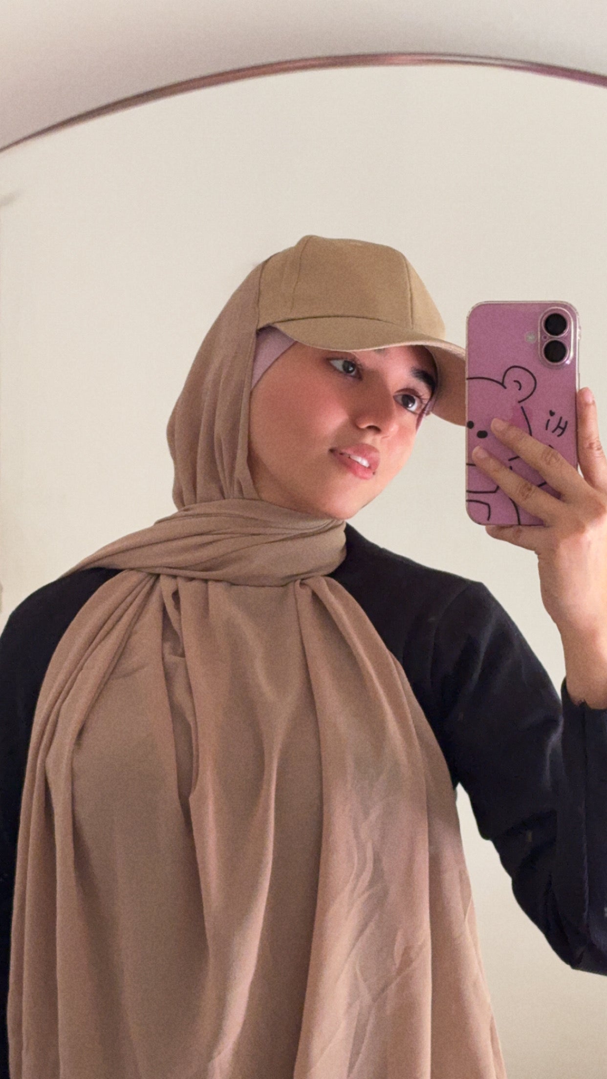 HIJAB ATTACHED WITH CAP - WALNUT BROWN