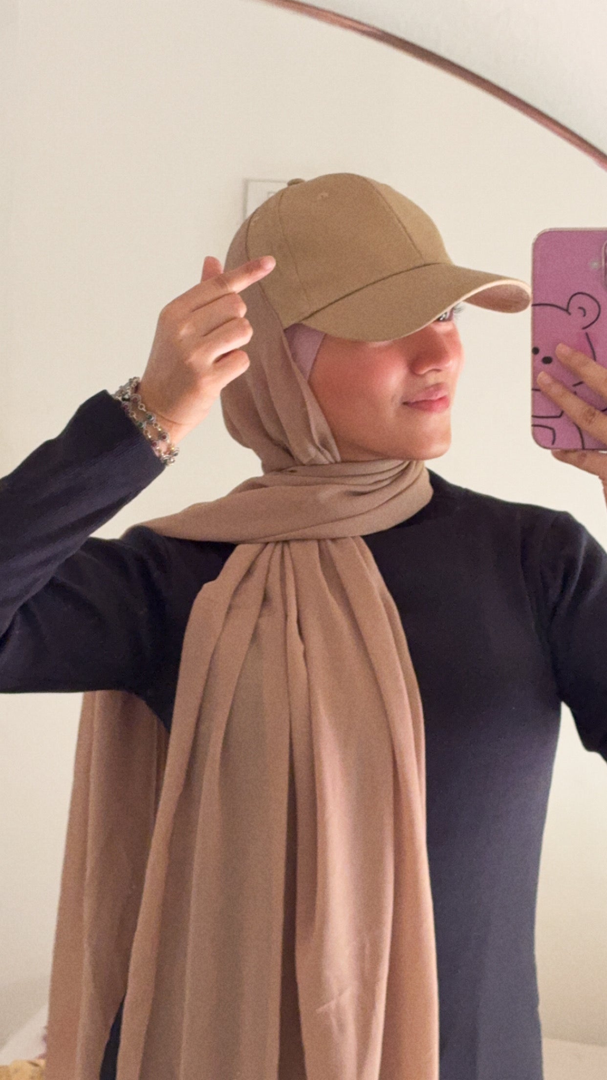 HIJAB ATTACHED WITH CAP - WALNUT BROWN