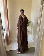 Serene Layered Abayah –  Mocha Brown