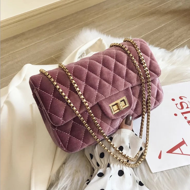LUXURY HANDBAG PINK VELVET – anahco - Main Image