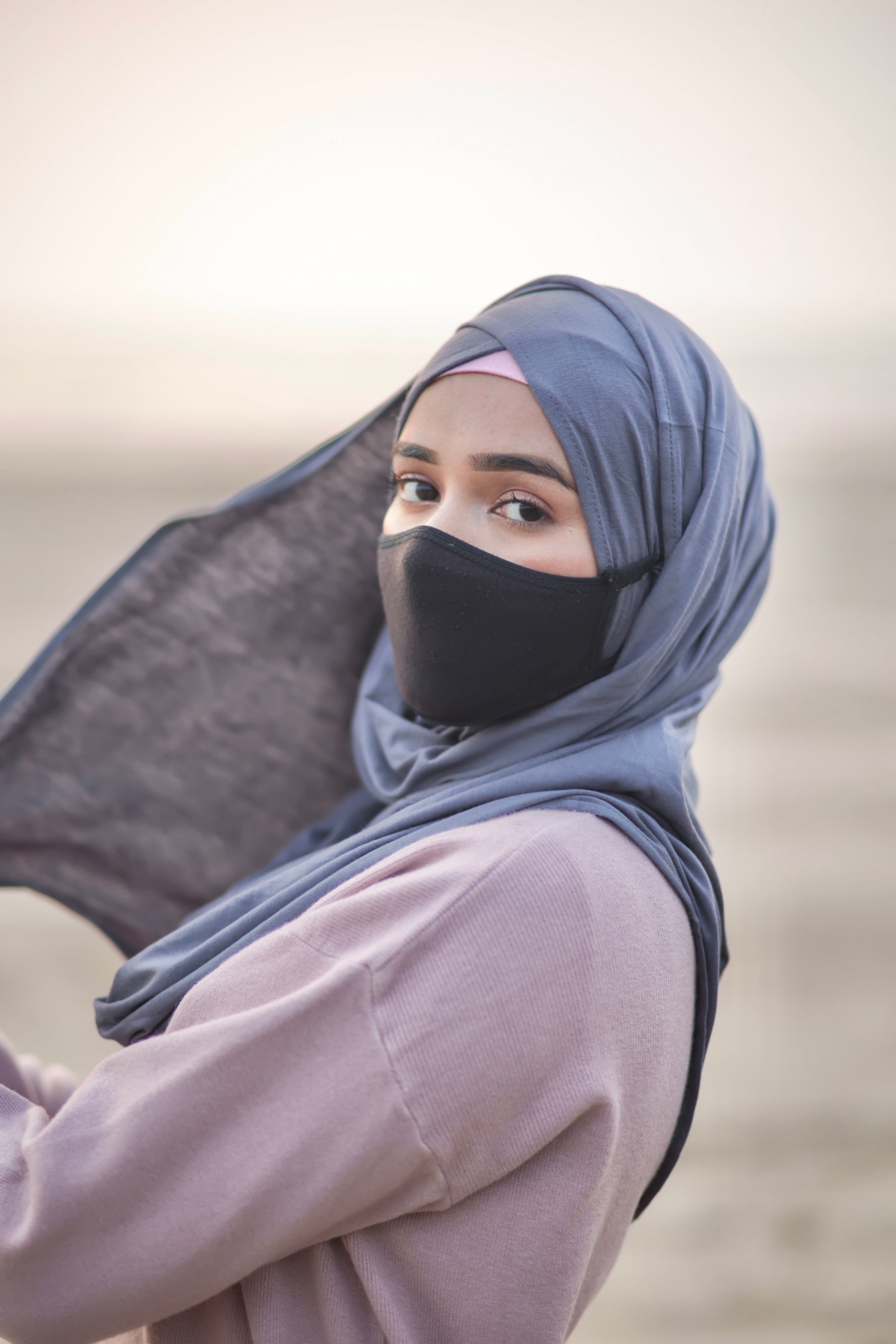 EAR SLIT HIJAB - SLATE GREY