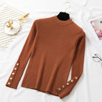 Knitted button tee – Brown