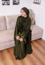 Pleated Abayah - Olive Green