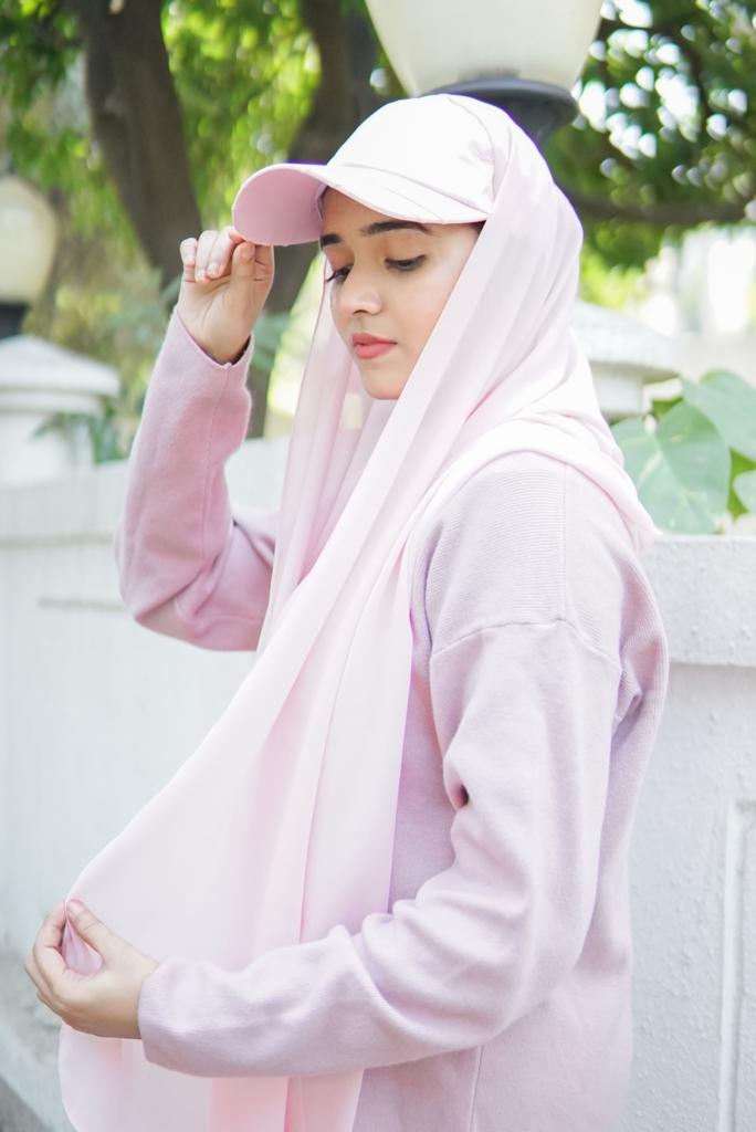 HIJAB ATTACHED WITH CAP - PINK