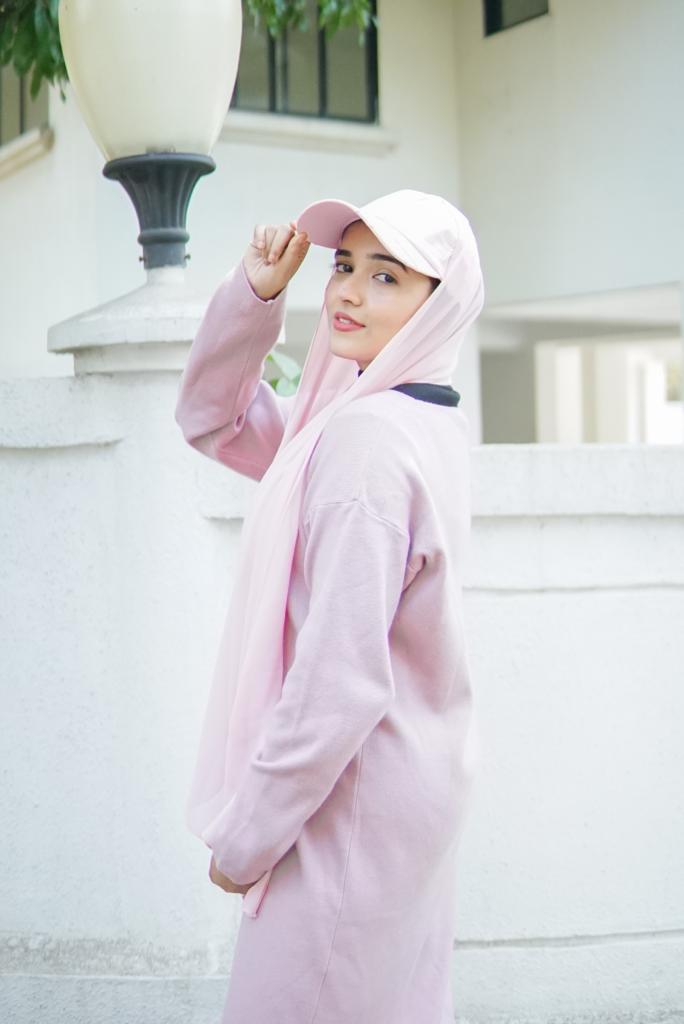 HIJAB ATTACHED WITH CAP - PINK