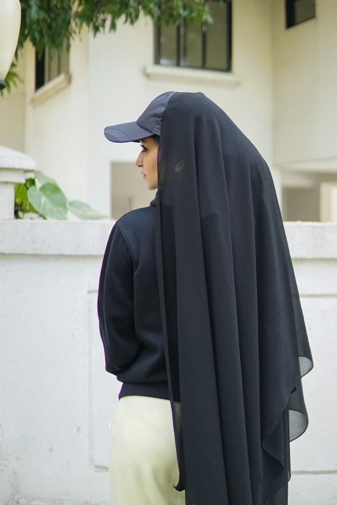 HIJAB ATTACHED WITH CAP - BLACK
