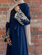 Evelyn Embroidered Abayah – Royal Blue