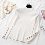Knitted button tee – white